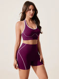 2pcs/set Yoga Sport Bra Shorts Set Sportswear Woman Gym High Waist Seamless Workout Shorts Leggings Activewear Women's Tracksuit