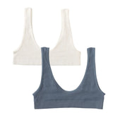 2Pcs/Set Women Non-wire Bra Crop Top Seamless Underwear Female Plunge Bra Tops Ribbed Sexy Lingerie Sports Intimates