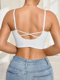 Women's Cropped Tank Top Sleeveless Padded Camisole with Crisscross Adjustable Straps Fashion Korean Style Women's Top