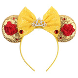 2025 New Style Mickey Minnie Ear Headband Sequin Bows Girl Adult Kids Halloween Party Cosplay Hair Accessories Princess Hairband