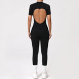 With Zipper Hollow Back Yoga Jumpsuit Sportswear Women Gym Clothes Running Fitness Yoga Backless Bodysuit