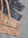 2PCS Floral Lace Push Up Bras for Women Underwire Support Lingerie Underwear Comfort Thin Adjustable Strap Daily Lace Bra Set