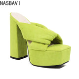 NASBAVI Summer New Style Fashion Waterproof Platform Super High Heel Women's Slippers Outdoor Party Open Toe Sandals High 14.5cm