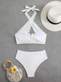 Halter Cut Out High Waist Bikini Female Swimsuit Women Bandeau Swimwear Two-pieces Bikini set Bather Bathing Suit Swim Beachwear