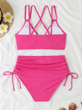 2026 Strappy Triangle Bikinis Women Sexy Swimwear Female High Waist Swimsuit Solid Bathers Bathing Swimming Swim Suit Beachwear