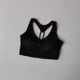 Women's Sexy Slim Strap Yoga Sports Bra Shock-Absorbing Gathered Back Design for Training Run Integrated Beautiful Back Style