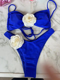 Sexy 3D Flower Micro Bikini 2024 Women Black White Patchwork Push Up Swimsuit Biquini Summer Bathing Suit Triangle Mini Swimwear