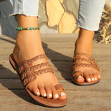 Women Slippers New Summer Fashion Sandals Woven Flat Heel Slippers Flip Flops Beach Lightweight Comfortable Shoes Slides Women