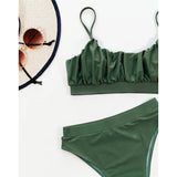 New Sexy Wrinkled Padded Female Swimsuit High Waist Bikini Women Swimwear Two-pieces Bikini Set Bather Bathing Suit Swim V3191