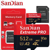High Speed SD Card 128GB 512GB Micro TF SD Memory Card U3 V30 A2 for Smartphone Android Phone Game Storage