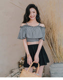 Swimsuit women's new Xia one shoulder camisole swimsuit ins conservative cover belly slimming split skirt swimsuit