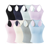 Early Spring New Style Hot Girl Pure Desire Sexy U-Neck Chest Pad Elastic Base Tank Solid Color Backless Sleeveless Top 6JYN
