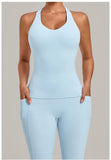 Women's Seamless Yoga Vest Sports Fitness Gym Beauty Back Top Nude Slim Fit Training Running Workout Vest