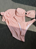 With Sarong Bandeau Strapless Wrinkled Bikini Women Swimwear Female Swimsuit Three-pieces Bikini set Bather Bathing Suit Swim