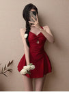 Swimsuit one-piece slimming and conservative skirt for girls, soaking in hot springs for vacation, swimsuit for women, summer