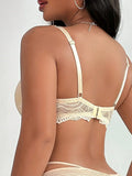 Women's New Skin Color Lace Bralette Simple Deep V With Steel Ring Brassiere Lifting Solid Color lace Underwear U2926