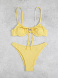 2026 Push Up Bikini Women Tie Front Swimsuit Sexy Underwire Swimwear Female Bathers Bathing Swimming Swim Suit Summer Beachwear