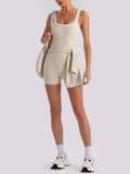 Sexy Sleeveless Backless Scrunch Yoga Jumpsuit Women Color-block U Neck Slim Sports One Piece Suits Tight Fitness Gym Overalls