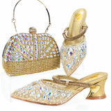 Doershow High Quality African Style Ladies Shoes And Bags Set Latest gold Italian Shoes And Bag Set For Party  1-10