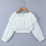 Foridol Summer Off Shoulder White Lace Skirt Set Dress Women Outfits Ruffles Tiered Mini Flower Embriodery Two Pieces Beach Suit