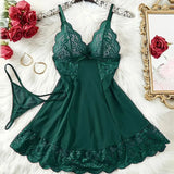 Summer Sleep Shirts Sexy Lingerie Women Mesh Nightgown Exquisite Ultra-thin Lace Embroidery Pajamas Hot Sleepwear With Thongs