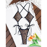 S - XL Leopard Extreme String Mini Micro Thong One Piece Swimsuit Women Swimwear Female Padded Bather Bathing Suit Swim K7067