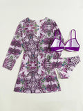 3 Pieces Push Up Bikinis 2026 Women With Kimono Beach Printed Swimsuit Sexy Swimwear Female Bathers Bathing Swimming Swim Suit