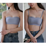 2Pcs/Set Strapless Bras For Women Push Up Bra Non-wire Bra Glossy Brassiere Seamless Underwear 1/2 Cup Padded Sexy Lingerie