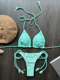 New Red Special Fabric Bikini Set Sexy Women's Hollow Fabric Split Swimsuit Summer Beach Bikini