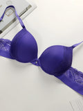 Women's Sexy Solid Color Bra Patchwork Lace With Small Pendant Steel Ring Gathered Push Up Bra Daily Comfortable Casual Bra U314