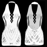 1PC Women Sexy Fishnet Beach Cover Up Sleeveless Hollow Out Bodycon Dress See Through Summer Swimwear
