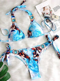 Sexy Leopard Crystal Diamond Bikini 2025 Women Swimsuit Female Halter Swimwear Two Pieces Bikini set Brazilian Bathing Suit Swim
