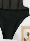 Halter Mesh Sheer Underwired One Piece Swimsuit Women Swimwear Female Backless Hollow Out Monokini High Cut Bathing Suit Swim