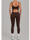 Summer Sports Overalls Women Gym High Stretch Back Zipper Yoga Jumpsuit Tight Hollow Out Slim Hip Lifting One Piece Bodysuit