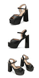 New Women Sandals Summer Shoes Sexy Peep Toe Thick High Heels Platform Black Dress Party Wedding Shoes Woman Pumps