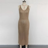 4 Color Hollow Out Sleeveless Crochet Knitted Tunic Beach Cover Up Cover-ups Beach Dress Beach Wear Beachwear Female Women K6783