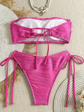 XS - XL Bandeau Wrinkled High Cut Bikini Women Swimwear Female Swimsuit Two-pieces Bikini Set Shell Bather Bathing Suit Swim