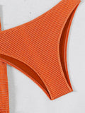 With Skirt Wrinkled Bandeau Bikini Female Swimsuit Women Swimwear Three-pieces Bikini Set Metal Ring Bathing Suit Swim Beachwear