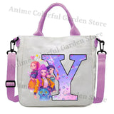KPop Demon Hunters Canvas Shoulder Bag for Boys Girls Cartoon Letter Printed Crossbody Pouch Students Portable Fashion Handbag
