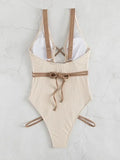 New Sexy One Piece Swimsuit Swimwear Women Pit Striped Hollow Backless Cross Straps Solid Beachwear Bathing Suit Banadores Mujer