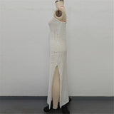 V Neck Sleeveless Hollow Out Crochet Knitted Tunic Beach Cover Up Cover-ups Beach Dress Beach Wear Beachwear Female Women V7212