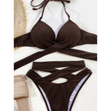 Sexy Wrap Around High Waist Bikini Female Swimsuit Women Swimwear Two-pieces Bikini Set Bandage Bather Bathing Suit Swim V3115