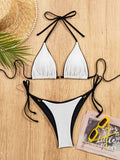 DEKA Women Brazilian Bikini Set Side Lace-up Sexy Swimsuit Bandage Neck Tie Swimwear Adjustable Thong Style Bikini Underwear