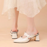 Pointed Toe Women's Slippers High Heels Shoes Woman Sandals 2026 Summer Elegant Chunky Shoes Slingback Flip Flops