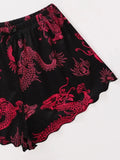 Summer Pajamas Set for Women Nightwear Sexy Dragon Printed Vest Halter Top Shorts Suit Homewear Sleepwear Loungewear