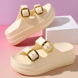 Women's Slippers Solid Color One Line  Thick Soles Anti Slip and Wear-resistant Fashionable Simple Indoor Outdoor Beach Sandals
