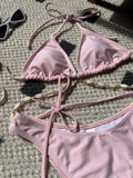Halter Wrap Around Shell Decorated Bikini Women Swimwear Female Swimsuit Two Pieces Bikini Set Bathing Swimming Swim Suit Swim
