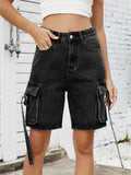 Women Cargo Denim Shorts Casual Summer Loose Solid Colors Jean Short Pants for Vacation Beach Club Streetwear