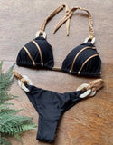 Solid Color Strap Women Bikini Sexual Beach Holiday Swimwear
