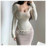 WOMENGAGA Mid Length Skirt For Elegance Apricot Slim Mini Dress Sweet Sexy Korean Women 2023 Skirts High Waist Fashion HGR0